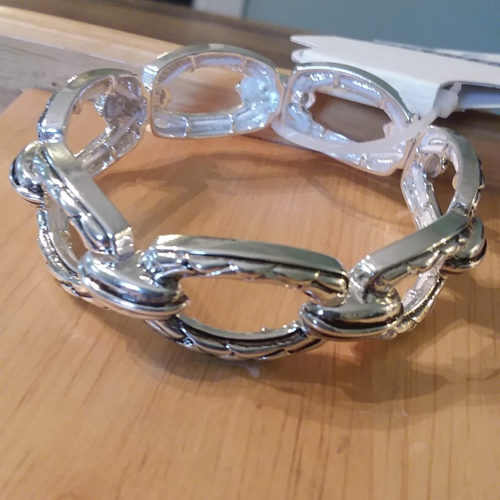 Napier Silver Stretch Link Bracelet